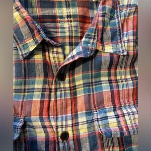 Lucky Brand 100% Linen Classic Fit Button Long Sleeve Shirt Mens Sz Large